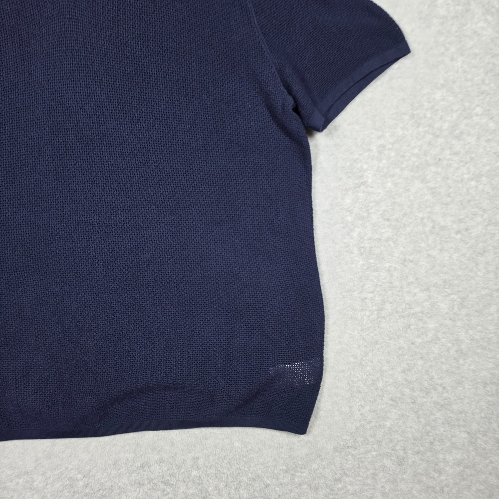 GAP Polo Shirt Mens Size Large Navy Blue Short Sleeve Polo Sweater Open Knit NEW - Picture 3 of 11